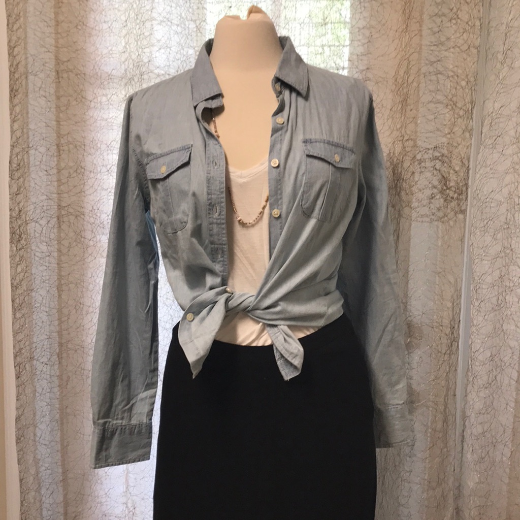Chambray Button-Down Top